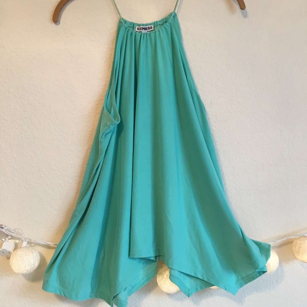 Teal silky tank top